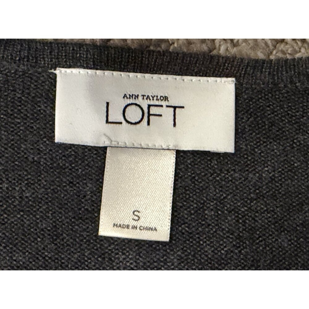 ANN TAYLOR LOFT WOOL BLEND SWEATER WRAP DRESS S LONG SLEEVE PULLOVER GREY EUC - Picture 4 of 5